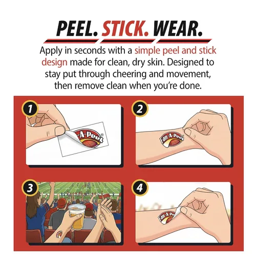 Vista 3 de Fan-A-Peel Tatuajes temporales sin agua de App State, hipoalergénicos, para despegar y pegar, tatuajes temporales impermeables