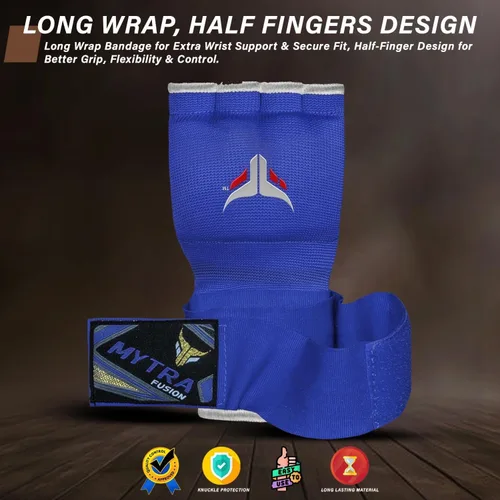 Vista 6 de Mytra Fusion Guantes interiores híbridos de boxeo para niños, boxeo, artes marciales mixtas, Muay Thai, gimnasio, entrenamiento, gel, guantes