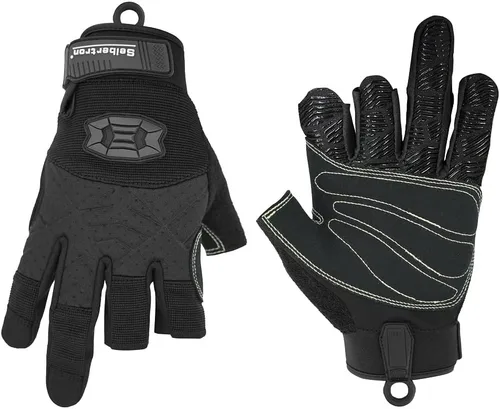 Vista 9 de Seibertron Guantes de palma acolchada con dedos completos o semi-dedos, ligeros y transpirables para escaladores, escalada en roca, rescate
