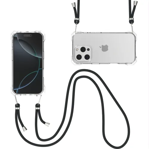 Vista 10 de Funda transparente para iPhone 13 con correa cruzada ajustable desmontable, ajuste delgado, funda protectora a prueba de golpes con cordón de hombro