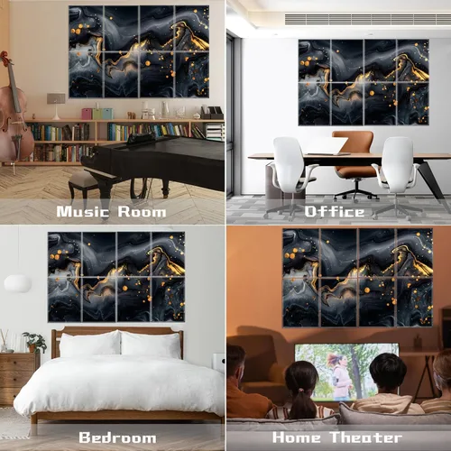 Vista 6 de KIOSSUT Paquete de 8 paneles acústicos artísticos, paneles de pared insonorizados, paneles decorativos de amortiguación de sonido, paneles