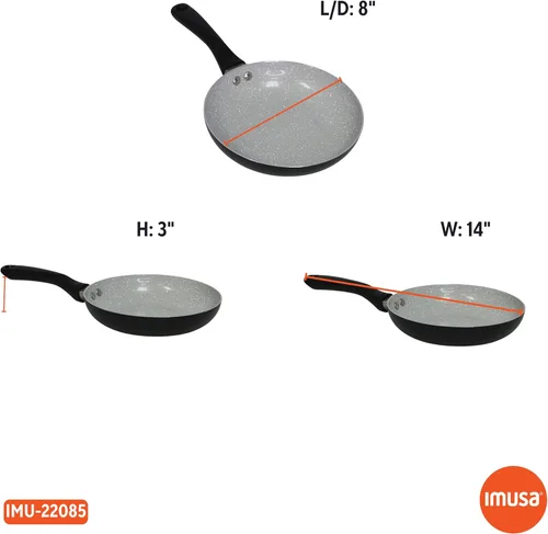 Vista 8 de IMUSA Sartén antiadherente de cerámica Premier de 8" con mango de tacto fresco, negro mate