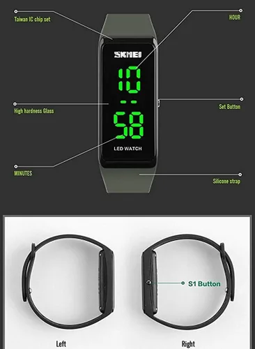 Vista 5 de MASTOP Reloj digital unisex impermeable deportivo cuadrado LED pulsera electrónica de silicona para hombres, mujeres y adultos