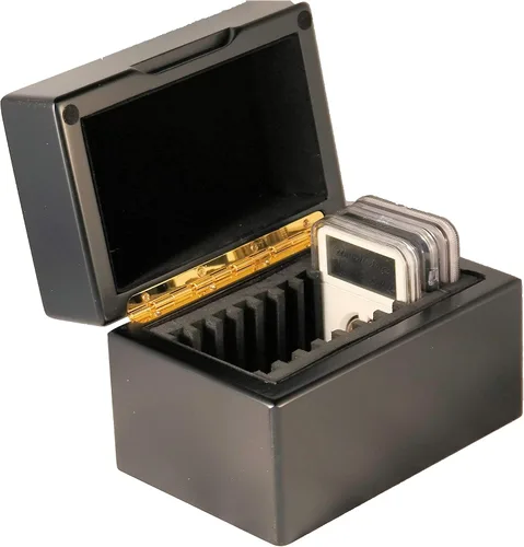 Vista 6 de Guardhouse Caja de almacenamiento/exhibición de diez monedas con acabado mate negro para titulares de monedas de estilo certificado o certificado
