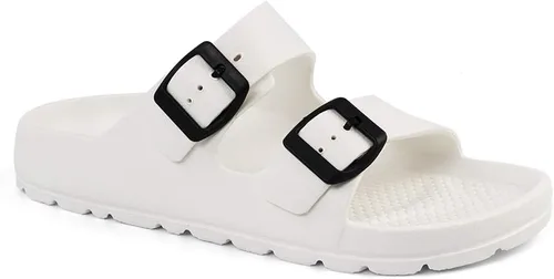 Vista 47 de FUNKYMONKEY - Sandalias bajas cómodas para mujer, hechas de etilvinilacetato, ajustables con hebilla doble