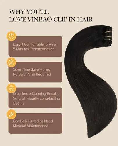 Vista 50 de VINBAO Extensiones de cabello humano con clip, balayage, color marrón ceniza a rubio caramelo, 14 pulgadas, 6 unidades, 3.53 onzas, 6