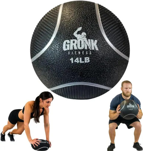 Vista 12 de Gronk Fitness Pelota medicinal de alta calidad, pelota medicinal con peso antideslizante, gran bola de pared para entrenamientos de cuerpo completo
