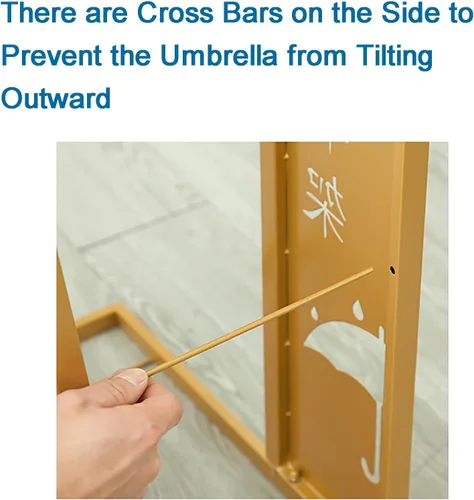 Vista 6 de Square Umbrella Holder with Removable Drip Tray Stand for Umbrellas Entryway Decorative Metal Freestanding Rack Organizer Cane Walking Stick Holder
