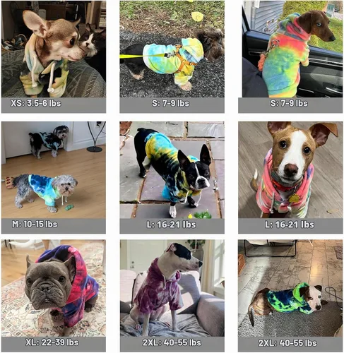 Vista 2 de Mklhgty Sudadera con capucha para perro de tie dye, abrigo de invierno para perros pequeños - capucha cálida y ajustable ultrasuave, tela Azul
