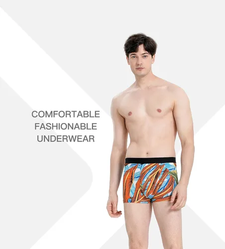 Vista 2 de Calzoncillos tipo bóxer para hombre, de viscosa de bambú, suave, cómodo, paquete múltiple