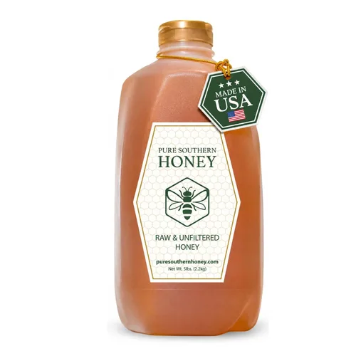 Vista 4 de Miel de flores silvestres 100% cruda y sin filtrar, fabricada en Estados Unidos por Pure Southern Honey (48 onzas)