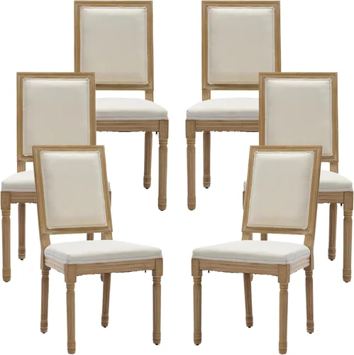 Vista 18 de ODUSE-DAILY French Country - Juego de 2 sillas de comedor de color caramelo, sillas de cocina y comedor, sillas de cocina de piel sintética, Ámbar