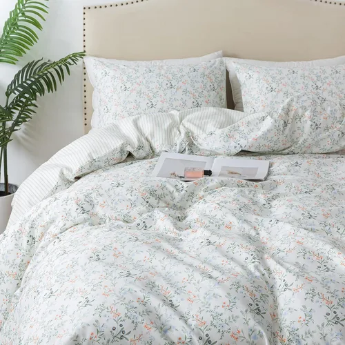Vista 94 de HoneiLife Juegos de Fundas de Edredón Twin - Funda de Edredón Floral 100% Algodón, Juego de Ropa de Cama Transpirable de 2 Piezas con Cierre