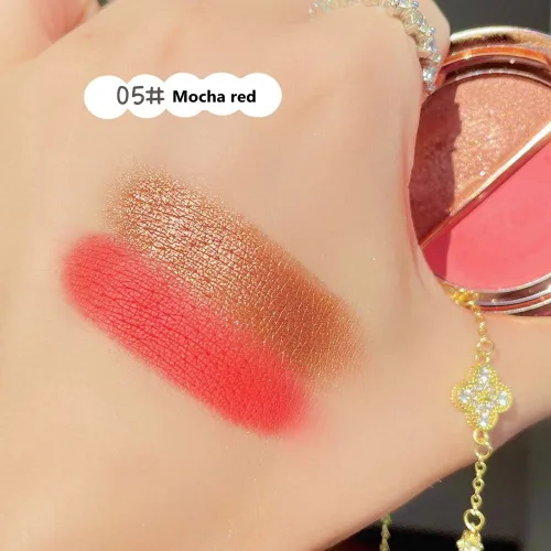Vista 2 de Sombra de ojos de doble color, paleta de maquillaje de ojos de alto pigmento, polvo de sombra de ojos de metal brillante mate, maquillaje de ojos