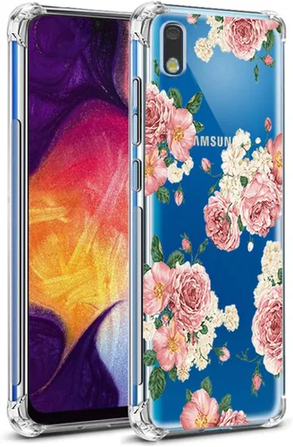 Vista 8 de Funda para Galaxy A10E, funda para teléfono Galaxy A10E con flores, delgada a prueba de golpes, patrón floral transparente, suave, flexible, TPU