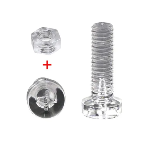 Vista 3 de Geesatis 100 piezas de tornillo de plástico de policarbonato acrílico transparente con tuerca tornillos de apriete de acrílico transparente, cruz