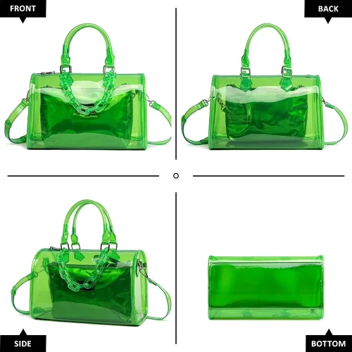 Vista 4 de Like Dreams Bolso holográfico para mujer, bolsa interior desmontable, bolsa cruzada con asa superior iridiscente