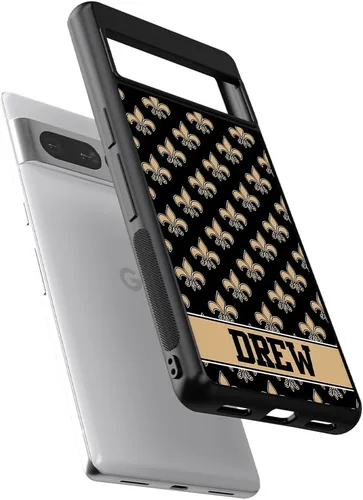Vista 4 de French Fleur De Lis - Funda de goma negra con monograma de oro negro compatible con Google Pixel 10, 10 Pro, 10 Pro XL, 9a, 9 Pro, Pixel 9, Pixel 9