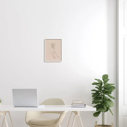 Vista 3 de Stupell Industries Retriever Dog Minimal Drawing Framed Giclée Art, diseño de Ethan Harper Enmarcado en blanco