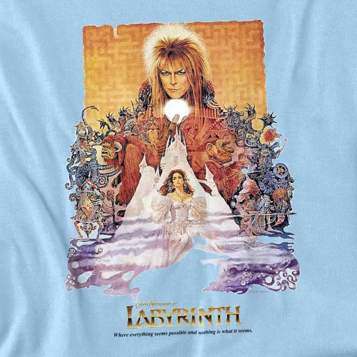 Vista 4 de Popfunk Camiseta y calcomanías clásicas de la película Labyrinth David Bowie Goblin King, Blanco sucio