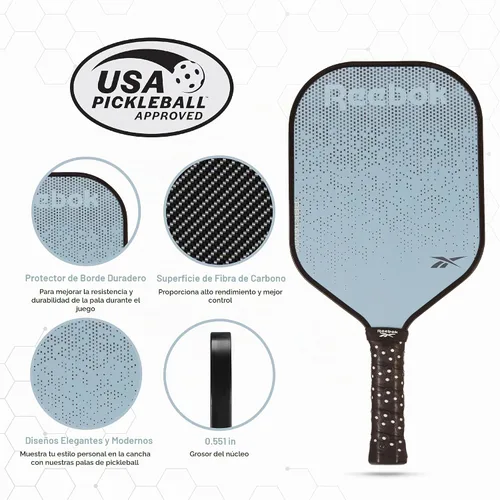 Vista 2 de Reebok - Pickleball Set for 2 Players, Includes 2 Paddles with Cushion Grip and 2 Light-Up Balls, Perfect for Night Play, Durable, Engineered for