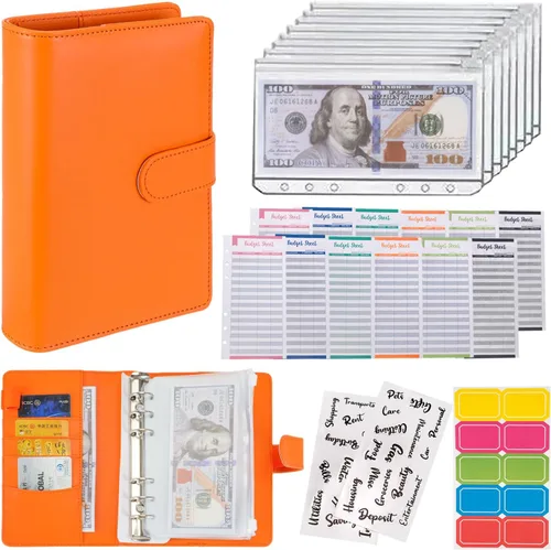 Vista 5 de NICOOTH Carpeta de Presupuesto con Sobres de Efectivo A6 Carpeta para Ahorrar Dinero con Sobres con Cremallera (A6 Verde)