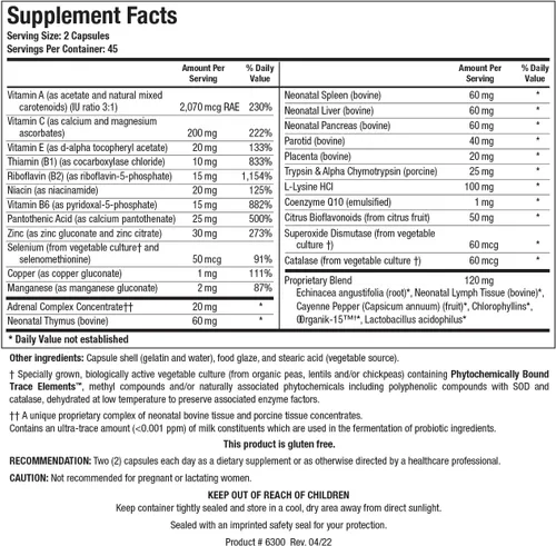 Vista 3 de BIOTICS RESEARCH Bio Immunozyme Forte Multivitamínico/mineral para apoyar la función inmune normal y saludable, equinácea, pimienta de cayena