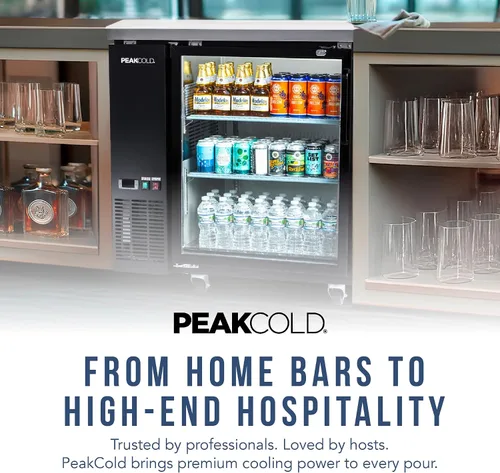 Vista 8 de PEAKCOLD - Enfriador comercial de barra trasera de 36 pulgadas, 1 puerta, puerta de cristal, color negro