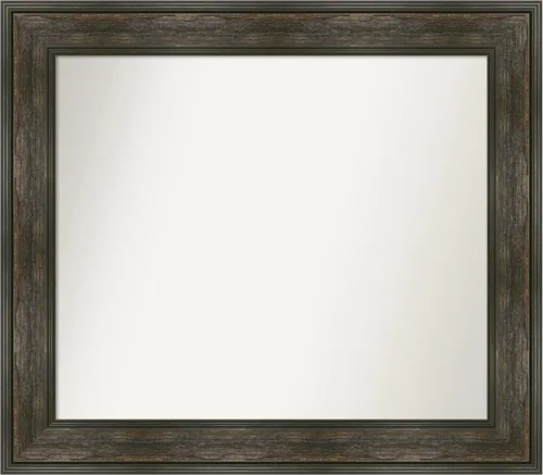 Vista 28 de Amanti Art Espejo de baño marrón para sobre fregadero, 26 x 26 pulgadas, espejo de tocador cuadrado marrón rústico Alexandria, marco de madera