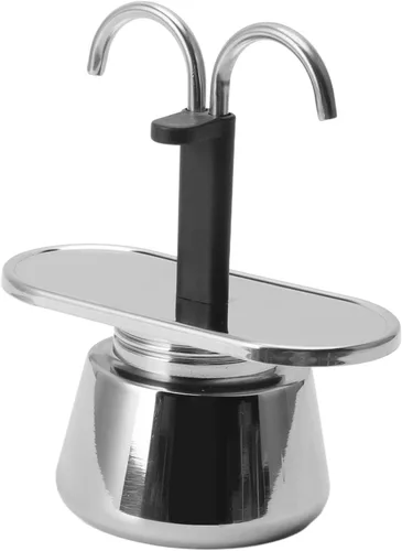 Vista 5 de 2 tazas 100ML olla doble acero inoxidable moca cafetera italiana DIY conducto cafetera
