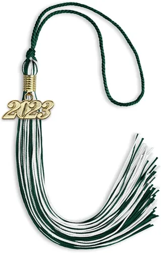 Vista 233 de Endea Graduation - Borla de doble color mixto con fecha dorada (negro/dorado antiguo, 2021)