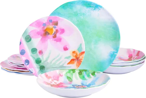 Vista 9 de Spice by Tia Mowry Cinnamon Twist - Bandejas decoradas de melamina de 2 piezas Bandejas para servir
