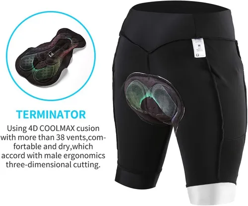 Vista 6 de Tiekoun - Pantalones cortos de ciclismo acolchados para hombre, de secado rápido