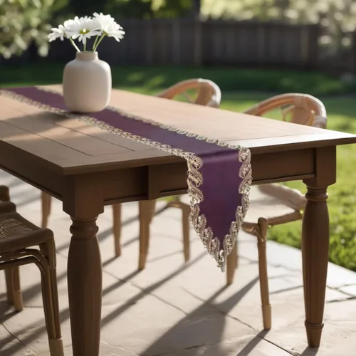 Vista 2 de DECOZEN Camino de Mesa Navideño Dorado con Ciruela – Bufanda Decorativa Bordada para Comedor y Tocador para Mesas Navideñas, Bodas y Fiestas – 14 x
