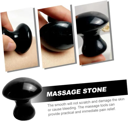 Vista 4 de FRCOLOR Masajeador de raspado de hongos Gua Sha Stone Face Body Massage Tool Bordes lisos en relajación Circulati de sangre