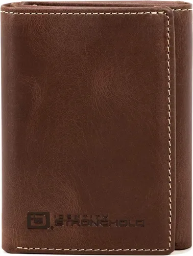 Vista 8 de Billetera de hombre de cuero legítimo con plegado tríptico y protección completa RFID- Cuero rugoso de exquisita calidad, M, Negro
