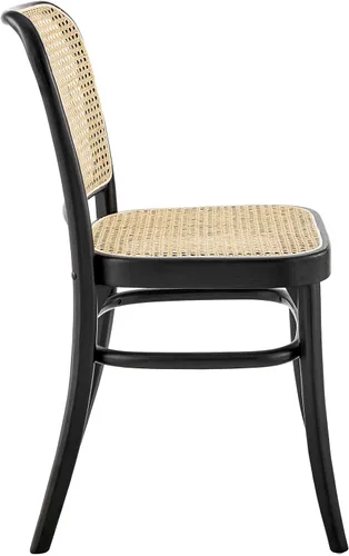 Vista 5 de Modway Winona Elm - Asiento de ratán de caña de madera, silla auxiliar de comedor, color negro