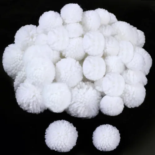 Vista 8 de Geosar 50 pompones blancos peludos para manualidades de invierno, varios