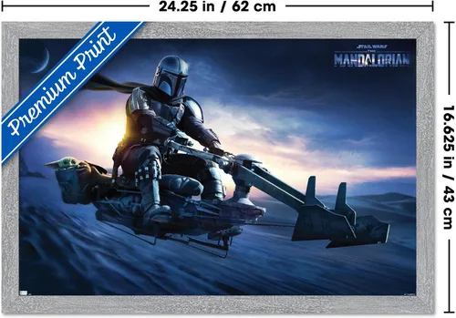 Vista 44 de Star Wars: The Mandalorian - Póster de pared Grogu Sunset Speeder, 34 pulgadas de largo x 22.4 W, versión premium sin marco