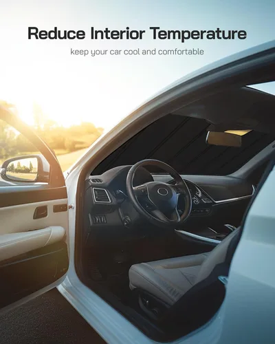 Vista 5 de Pigenius Parasol para parabrisas para Hyundai Palisade 2020-2026. Parasol de ventana frontal de película de aluminio reflectante - BLAZBLOCK