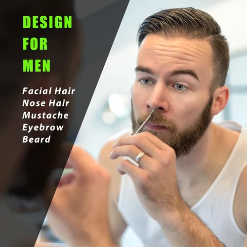 Vista 7 de Tijeras pequeñas de aseo facial para hombres y mujeres, para cejas, pelo de nariz, bigote, barba, pestañas, kit de recortar orejas, tijeras