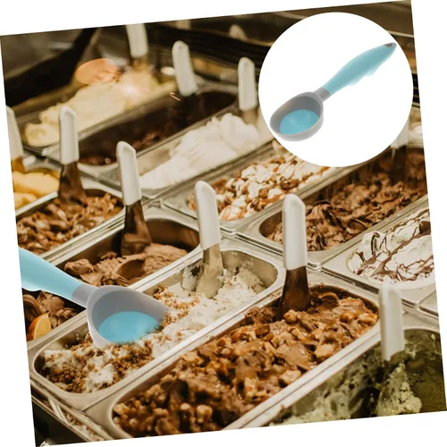 Vista 4 de Juego de cucharas ergonómicas para helados, 2 cucharas de goma para helado para servir ensalada de frutas