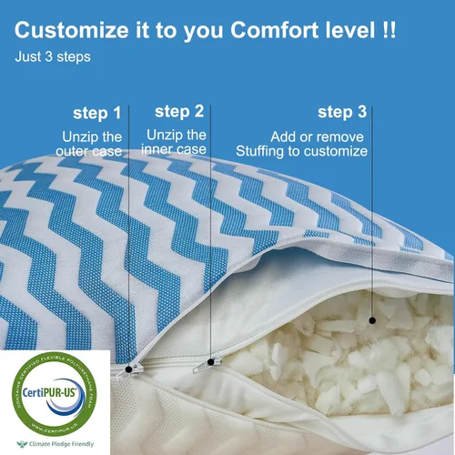 Vista 2 de Almohadas de tamaño estándar – Almohada firme ajustable para dormir de espalda, boca abajo y de lado – Almohada de enfriamiento de espuma
