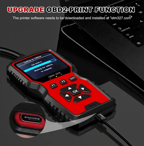 Vista 6 de V519 OBD2 Herramienta de diagnóstico escáner – Vechicle Check Motor Lector de código de luz con probador de voltaje de batería, preparación I/M, Rojo