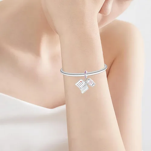 Vista 168 de Abalorios de plata de ley 925 con letras de la A ~ Z, para pulseras, collares, Día de San Valentín, Día de la Madre, joyería regalos para mujeres