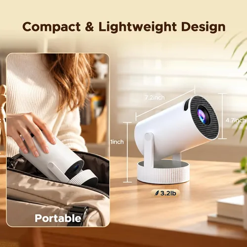 Vista 14 de Mini proyector con batería, WiFi 6 y Bluetooth5.4, compatible con Blanco loto