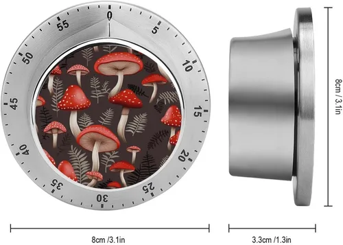 Vista 2 de Red Mushrooms Kitchen Timer Egg Timer Kitchen Timers for Cooking Magnetic Timer Cooking Timer Gym Timer Cute Kitchen Timer,for Gym Teacher Study