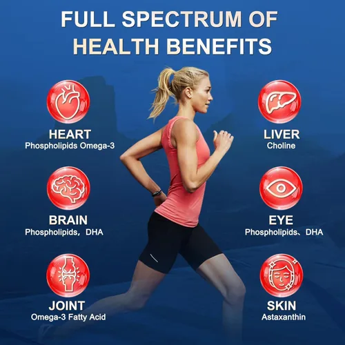 Vista 5 de Aceite de krill 1200 mg Omega 3 Suplemento, aceite de krill Omega 3 con alta absorción EPA, DHA, astaxantina y fosfolípidos, apoya la salud