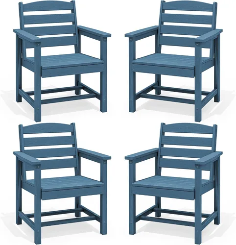 Vista 25 de SERWALL Outdoor HDPE Armless Dining Chairs Set of 2,All-Weather Use,Black Negro