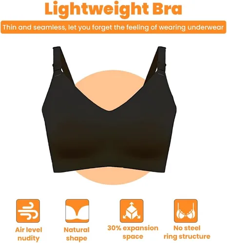 Vista 6 de BOMFWAUPack of 3 Nursing Bras for Breastfeeding and Maternity, Pregnancy Wireless Bralette for Active Moms, BlackPinkSkin